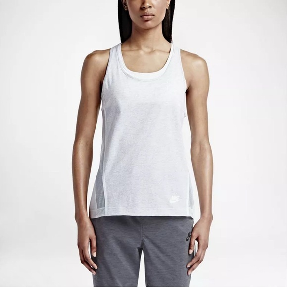 Nike Bonded Tank Top Gray White Size L Mesh Sport Racerback - Picture 1 of 11